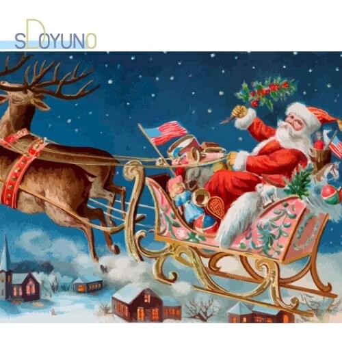 SDOYUNO 60X75cm Oil Painting by Numbers Christmas Gift DIY Paint By Numbers Santa Claus Handpaint Frameless Canvas Painting