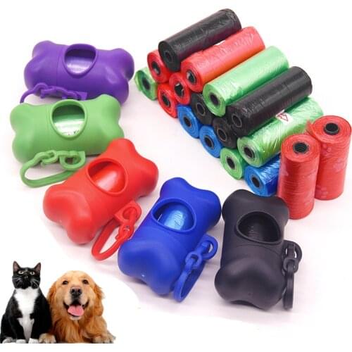 New Pet Dog Poop Bag Dispenser Waste Garbage Holder Dispensers Poop Bags Set Bone Cat Dogs Trash Cleaning Supplies Dog Toy