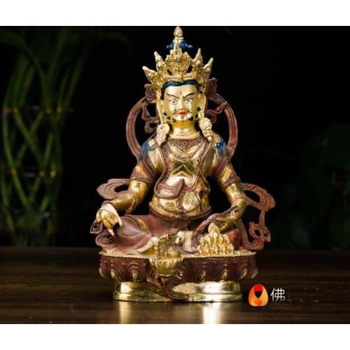 Wholesale Tibetan Buddhist statues -20cm -bless family home Safety Health wealth efficacious Protection Yellow Jambhala Buddha