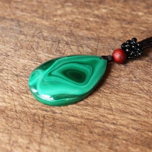 Natural Malachite Pendant Necklace Yoga Macrame Energy Charms Water Drop Necklace Women Men Fashion Jewelry Accessories