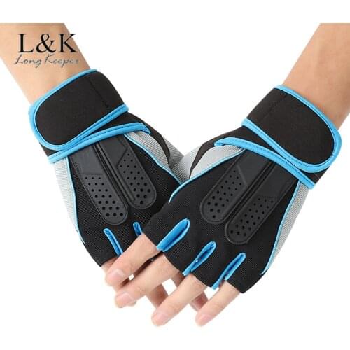 LongKeeper Half Finger Men Women Half Finger Fitness Gloves Body Building Gloves Non-slip Breathable Sport Cycling Mittens