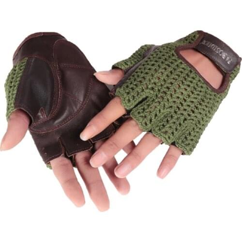 2020 Latest Half Finger Gloves Male Spring Summer Breathable Non-Slip Fitness Driving Leather Semi-Finger Mans Gloves A1366