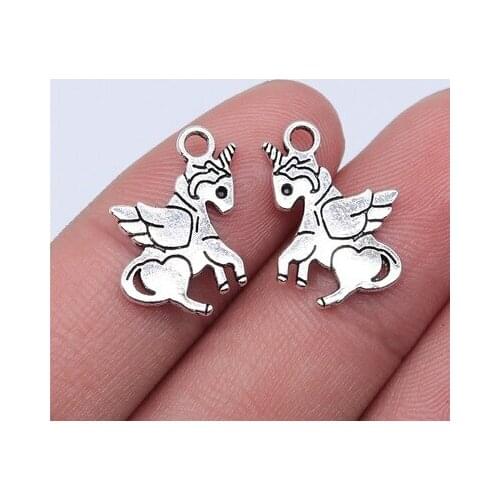 20Pcs 18*13mm Antique Silver Plated Cute Animal Unicorn Charms For DIY Jewelry Making Bracelet Pendant Accessories Handcraft