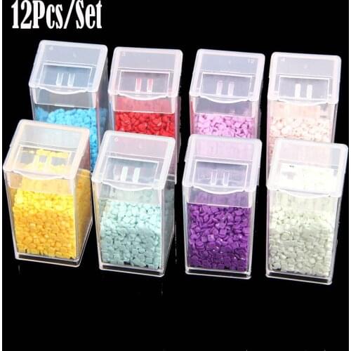 12Pcs/Set Clear Bottles For Diamond Painiting Storge Box Container Moasic Embroidery Accessories Cross Stitch Tool Crystal Case