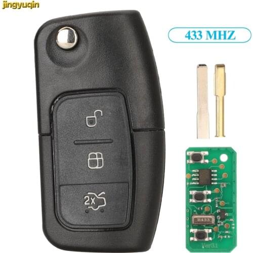 Jingyuqin 10pcs Remote Car Key Fob Control ASK 433MHZ For Ford B-Max C-Max Eco Sport Fiesta Focus Galaxy Mondeo S-Max HU101/FO21