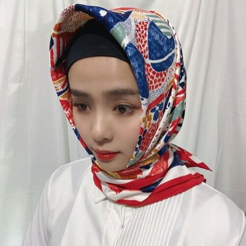 Summer luxury brand silk scarf square women shawls and wraps fashion office small hair neck hijabs foular