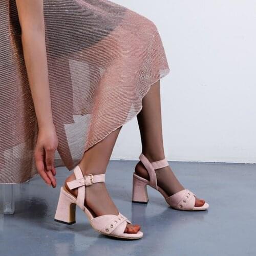 Spring and summer new style fashion Thick heel Womens sandals Hasp Party Open toe Womens shoes high 8cm plus size 34-48