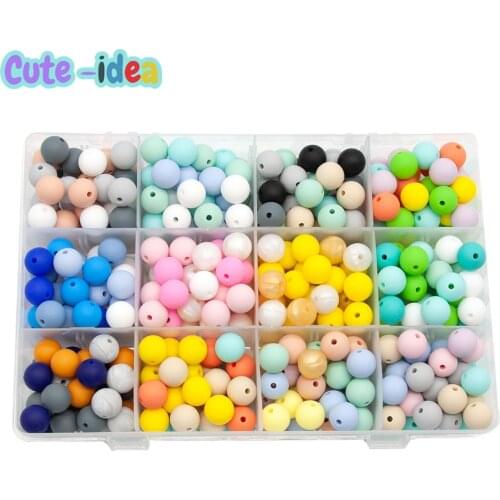 Cute-idea 9/12/15/19mm 100PCs/lot Silicone Beads Teether Pacifier Chain Accessories Handmade Baby Product Toy Teething BPA Free