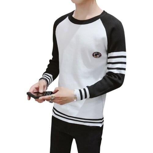 2019 New Style Sweater Mens Korean-style Slim Fit O Neck Crew Neck Youth Sweater Long Sleeve Mens Spring Stylish Mens Sweater