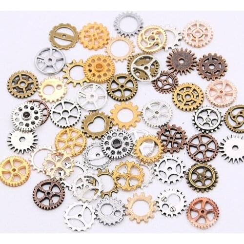 SWEET BELL 100PCS 10 Color 8-12mm MINI Size Mix Alloy Mechanical Steampunk Cogs Gears Accessories For DIY Bracelet Jewelry