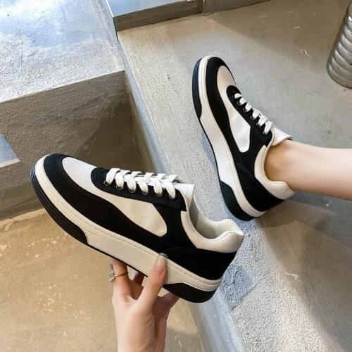 COOTELILI 2021 Women Shoes For Woman Flats Round Toe New Fashion Flat Heel Women Lace Up White Basic Sneakers Size 35-40