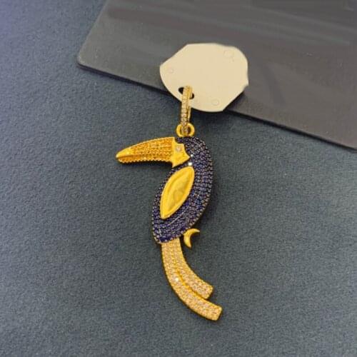 Brand 1:11 Piece High Quality Fashion Copper Multicolor Toucan Bird Earring for Women June Tropical Series Jewelry Gift