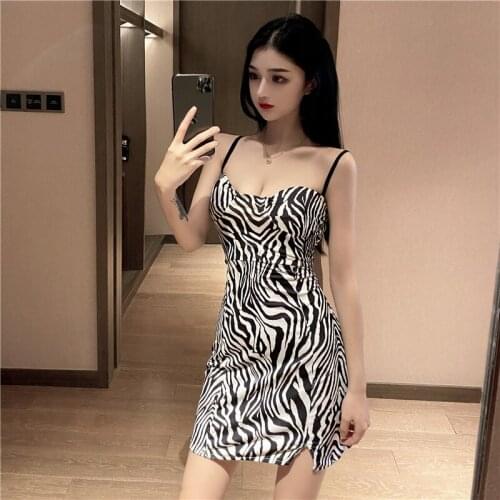 Real Shot 202 New Sexy Female Low-Cut Hollow Backless Slim-Fit Suspender Mini Dress