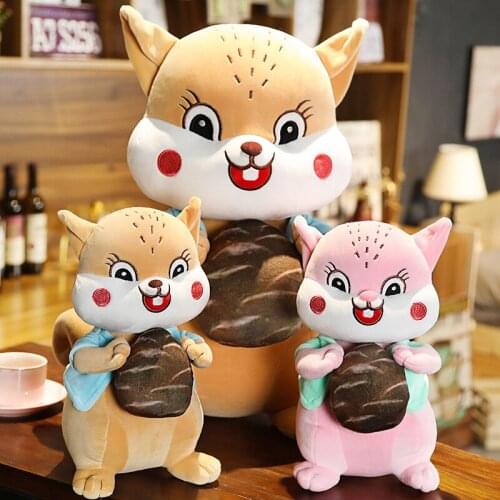 Hot New Arrival 1PC Cute Squirrel Holding Acorn Plush Toy Stuffed Soft Animal Doll Christmas Birthday Gift for Kids Girlfriend