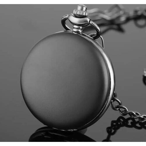 50pcs/lot Hot Sale Vintage Matte Black Quartz Pocket Watches Christmas Gift Watches Whlosale