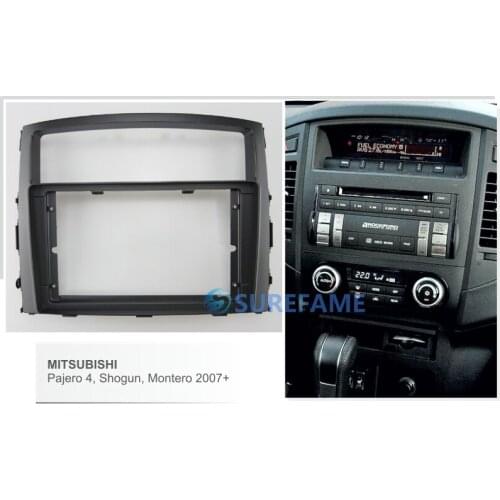 9 inch Car Fascia Radio Panel for MITSUBISHI Pajero, Shogun, Montero 2007+ Dash Kit Facia Console Bezel Adapter Plate Cover Trim