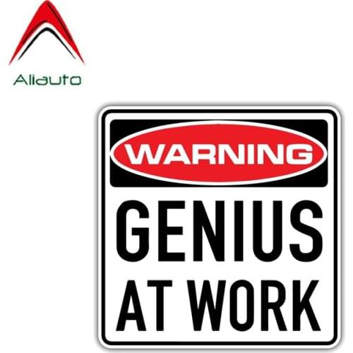 Aliauto Warning Car Sticker Genius At Work Reflective Decal Accessories PVC for Volkswagen Peugeot Skoda Volvo Lada,12cm*12cm