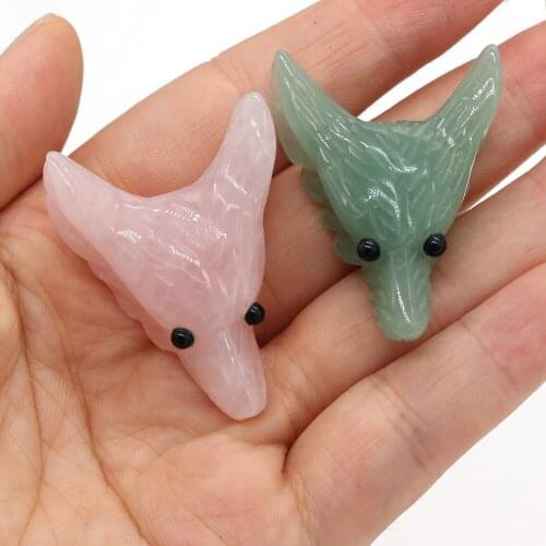 Natural Stone Beads Fox Shape Semi-precious Stones Beads for Jewelry Making DIY Necklace Bracelet Accessories Size 30x40mm