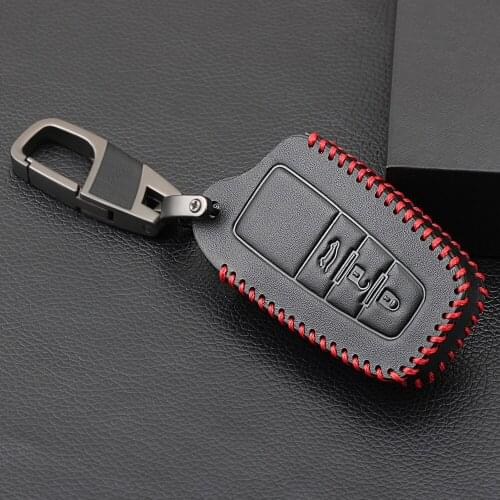Genuine Leather Key Cover Holder Pocket For Toyota Camry Land Cruiser Prado Corolla CHR CH-R Prius 3 Button Fob Key Case