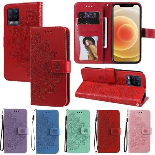 Phone Case for OPPO Realme C21 C20 8 Pro 6i 5i Find X3 Neo Reno 4Z 5Z 5G A52 A72 A92 A93 A94 Flip Leather Wallet Embossing Cover