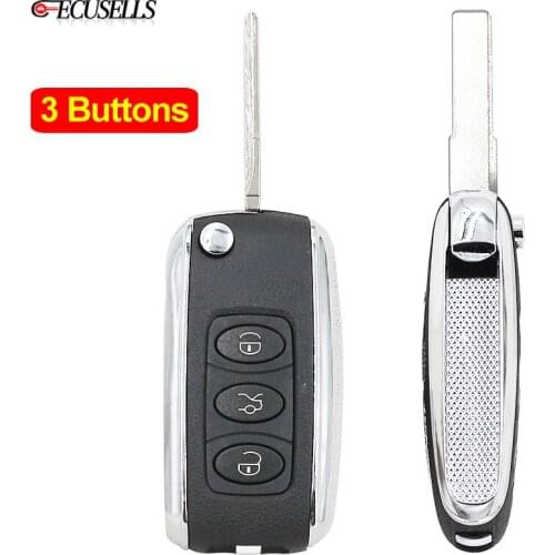 Silver Side Folding Flip 3 Button Modified Remote Key Shell Case Smart Car Key Housing for Volkswagen V-W B5 For Bentley Style