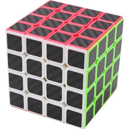 CuberSpeed Magic cube 4x4 Stickerless Bright with black sticker Speed cube Phantom Carbon fiber sticker 4x4x4 Color Magic cube