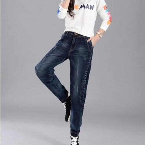 Cowboy Denim Harem Pants Womens Baggy Casual Autumn Full Length Jeans Washed BF Wind Loose Hip Hop Pants Pantalon Feminino