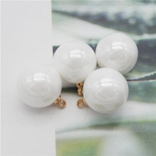 Julie Wang 10PCS 12mm Plastic White Pearl Ball Charms Pendants Bracelet Earrings Jewelry Making Accessory