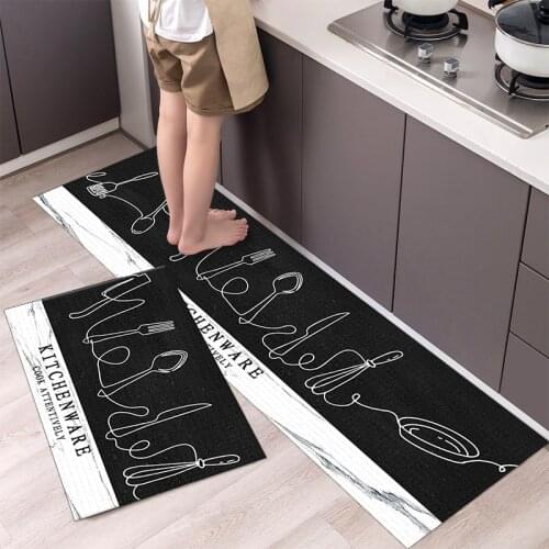 2PCs Europen Kitchen Mat Wearable Area Carpet Non-slip Doormat Floor Mat Absorption Bathroom Balcony Long Floor Rugs