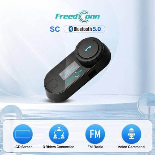 Freedconn TCOM SC Motorcycle Helmet Intercom Bluetooth Headset Interphone 3 Riders Communication Moto Intercomunicador FM Raido