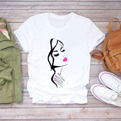 Womens T-shirt Nail Polish Color Art 90s Ladies Harajuku Graphic T-shirt Top T-shirt Womens Top Womens T-shirt