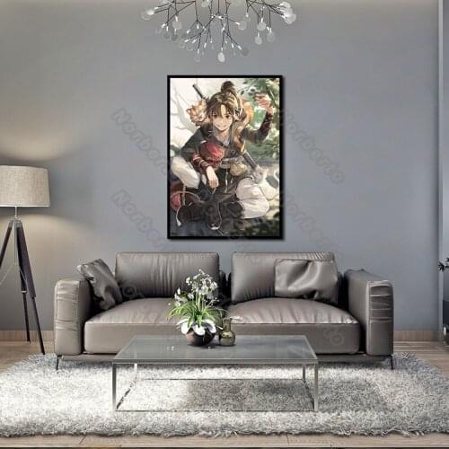 Modern Style Canvas Painting Wall Poster Chinese Animation Character with Ancient Costume for Home Room Archaic Decoration