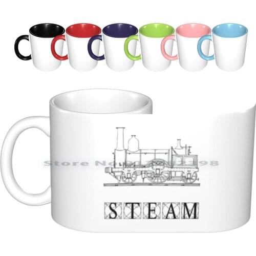 Steam Train Ceramic Mugs Coffee Cups Milk Tea Mug Choo Choo Classic Collector Conductor Engine Fan Locomotive Miniature Model