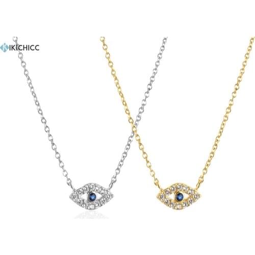 Kikichicc New 925 Sterling Silver Lucky Eye Pendant Necklace Long Chain Zircon CZ Luxury Jewelry For 2020 Rock Punk Party