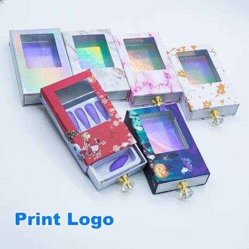 Nails box Eyelash Packaging Box wholesale Nails Packaging Christmas Mink eyelashes magnetic case Makeup Storage