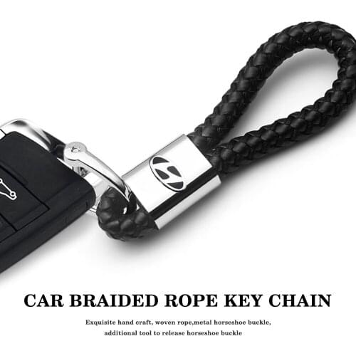 Leather Car Hand Woven Keychain Metal Best Gift Key Holder Auto Keyring For Hyundai Creta Tucson I30 Ix35 Solaris I20 Kona Ix25