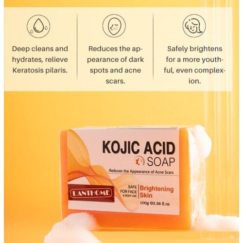 Lanthome Kojic Acid Soap Dark Black Skin Lightening Soap Hand Made Soap Glutathione Whitening Soap SkinBrighten Face