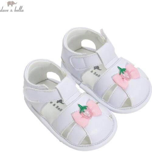 DB17554 Dave Bella summer baby girls fashion bow solid first walkers new born cute shoes
