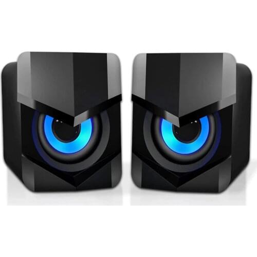 Mini Computer Speaker PC Wired Desktop Speaker with LED Lights 2.0 Stereo Sound USB Powered Laptop Speaker for Computer Desktop