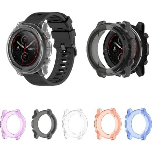 TPU Soft Glass Screen Protector Case Shell Full Edge Frame For Amazfit Stratos 3 Smart Watch Stratos3 Protective Bumper Cover