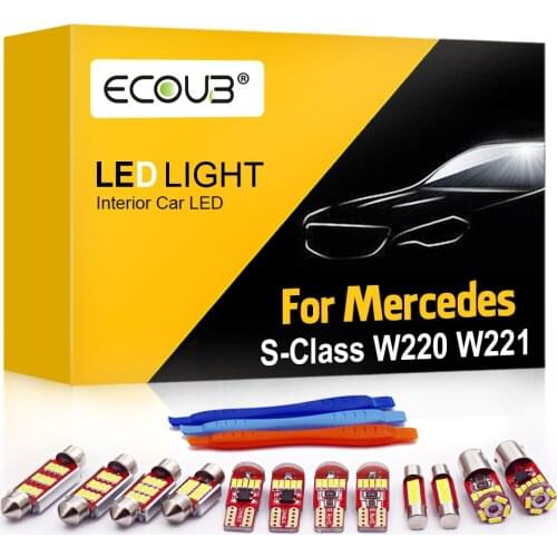 ECOUB for Mercedes Benz S Class W220 W221 S280 S300 S350 S450 S500 S550 S600 S63 S65 Car Interior Dome Indoor LED Light Bulb Kit