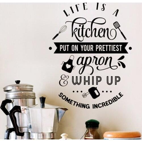 Put On Your Prettiest Apron Wall Decal Baking Kitchen Wall Art Stickers Life Is Like Kitchen Decor Restaurant Wallpaper LL1274