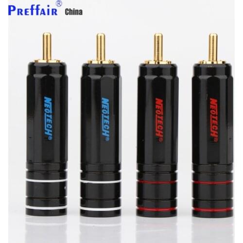 NEOTECH DG-201 High Quality Gold Plated RCA Plug Lock Collect Solder Connector HIFI Cable Connector 4PCS