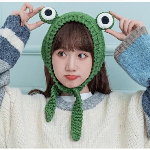 Cartoon Bear Cute Frog Hat Cosplay Rabbit Wool Cap Girl Autumn Winter Knitted Hat