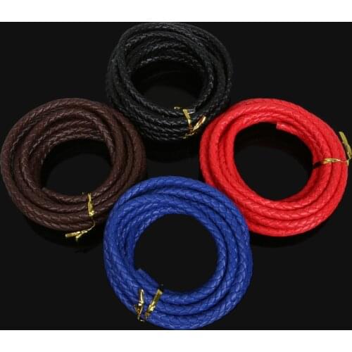 New Arrival 3meter/lot 7mm Round Braided PU Leather Cord Rope String for DIY Jewelry Necklace Bracelet Craft Making