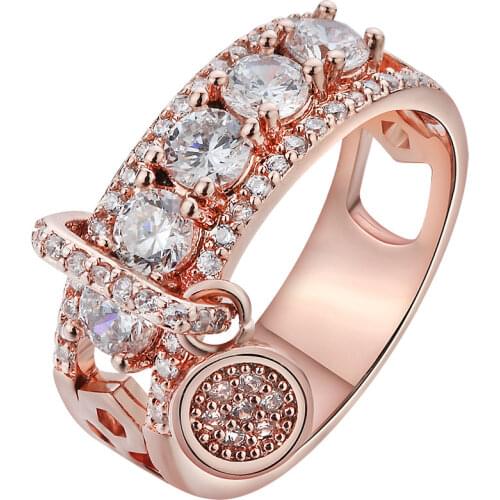 New Arrival White Zircon Engagement Ring Vintage Rose Gold Filled Wedding Rings for Women Fashion Jewelry Best Friends Gift