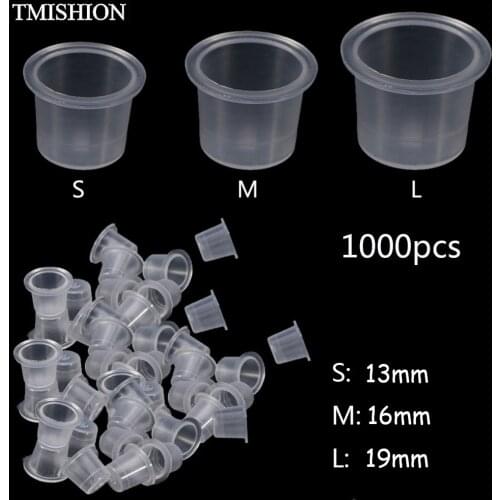 Wholesale 1000Pcs Disposable Tattoo Ink Cups S/M/L Plastic Clear Eyebrow Makeup Pigment Container Caps Holder Tattoo Accessories