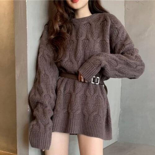 Autumn/Winter 2021 new fashion outerwear sweater loose pullover women thick knit sweater coat