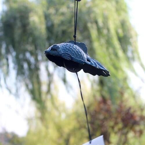 Japanese Style Cast Iron Wind Chime Temple Pendant Goldfish Design Blue/Yellow