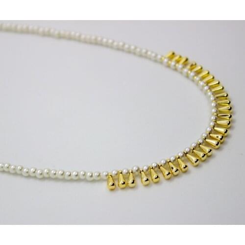 Gold Plated Drop Model Pearl Necklace
